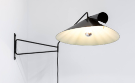 Chapeau Chinois I, a swing-arm wall lamp by Janette Laverrière, available at JL Editions 