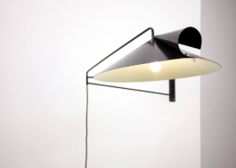 Chapeau Chinois I, a swing-arm wall lamp by Janette Laverrière at Silberkuppe, Berlin, available at JL Editions