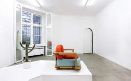 Fauteuil Cognac, an upholstered armchair by Janette Laverrière at Silberkuppe, Berlin, available via JL Editions