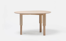 Table Oeuf, a height-adjustable table by Janette Laverrière, available via JL Editions