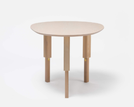 Table Oeuf, a height-adjustable table by Janette Laverrière, available via JL Editions